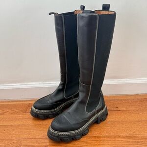 Ganni Knee High Leather Boots